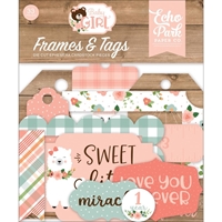 Picture of Echo Park Die Cut Cardstock Ephemera - Baby Girl, Frames & Tags, 33pcs