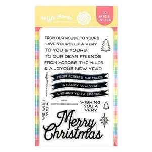 Picture of Waffle Flower Crafts Clear Stamps Set Σετ Διάφανες Σφραγίδες - Merry Christmas Sentiments, 15τεμ