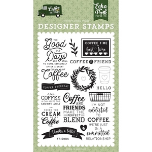 Picture of Echo Park Clear Stamps Set Σετ Διάφανες Σφταγίδες Coffee & Friends Σετ Σφραγίδες - Coffee Addict, 17τεμ