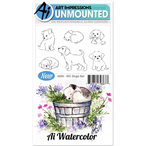Picture of Art Impressions Watercolor Cling Stamp Set Σετ Σφραγίδες Rubber - Dogs, 6τεμ