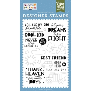 Picture of Echo Park Clear Stamps Set Σετ Διάφανες Σφραγίδες Little Dreamer Boy – Never Stop Exploring, 20τεμ