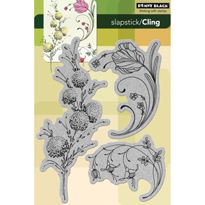 Picture of Penny Black Cling Stamps Set Σετ Σφραγίδες Rubber – Delicate Florals, 3τεμ