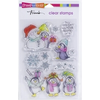 Εικόνα του Stampendous! Fran's Clear Stamps Set Σετ Διάφανες Σφραγίδες - Penguin Gift, 8τεμ