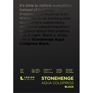 Picture of Stonehenge Aqua Block Coldpress Pad 13 x 18 cm - Μπλοκ Ακουαρέλας Μαύρο, 15 Φύλλα, 300gsm