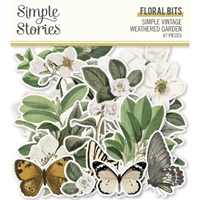Εικόνα του Simple Stories Floral Bits Διακοσμητικά Diecuts – Simple Vintage Weathered Garden, 47τεμ