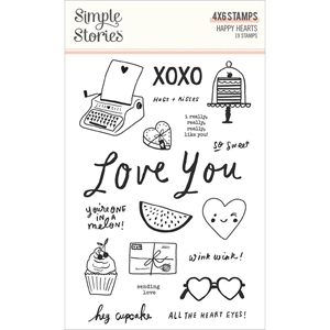 Picture of Simple Stories Clear Stmps Set  Σετ Διάφανες Σφραγίδες – Happy Hearts, 19τεμ