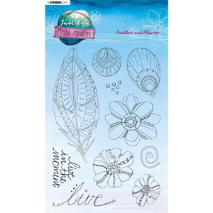 Picture of Studio Light Mindful Moodling Clear Stamps Set Σετ Διάφανες Σφραγίδες - Feather And Flowers Nr. 188, 10τεμ