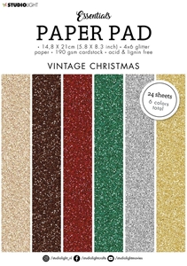 Picture of Studio Light Μονόχρωμο Glitter Cardstock - Essentials, Vintage Christmas, 24τεμ.