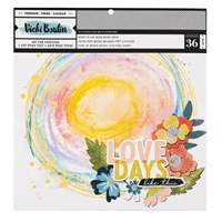 Picture of American Crafts Vicki Boutin Double-Sided Mixed-Media Paper Pad 12"X12"  - Print Shop, Painted Backgrounds 