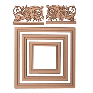 Picture of Spellbinders Glimmer Hot Foil Plate - Μήτρες Χρυσοτυπίας - Crowned Rimmed Squares, 5τεμ.