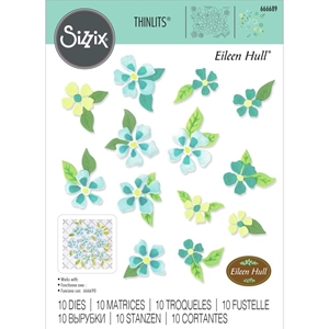 Picture of Sizzix Thinlits Dies By Eileen Hull Σετ Μήτρες Κοπής - Painterly Blooms & Background, 10τεμ.