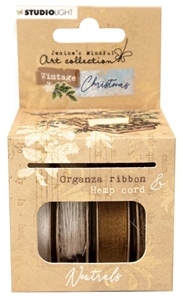 Picture of Studio Light Jenine's Mindful Art Vintage Christmas Organza Ribbon & Hemp Cord - Brown,  4pcs