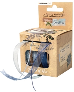 Picture of Studio Light Jenine's Mindful Art Vintage Christmas Organza Ribbon & Hemp Cord - Blue,  4pcs