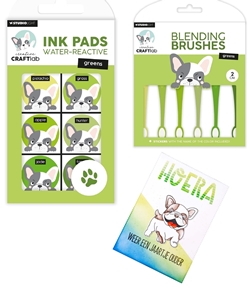 Picture of Studio Light Creative Craftlab Friendz Inkpads and Blending Brushes Σετ Μελάνια και Πινέλα για Blending - Greens, 12τεμ.