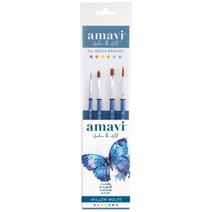 Picture of Willow Wolfe Amavi Artist Specialty Brush Set Πινέλα - Σετ 5: Liner, Filbert, Round, Flat, 4τεμ.