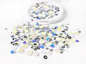 Picture of Picket Fence Studios Sequin Mix Διακοσμητικές Πούλιες - White Bottlecap Flowers