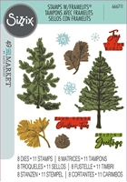 Εικόνα του Sizzix Framelits Die & Stamp Set Σετ Σφραγίδες & Μήτρες Κοπής A5 - Pine Holidays, 21τεμ.