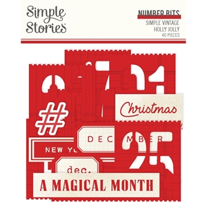 Picture of Simple Stories Διακοσμητικά Die-Cuts - Simple Vintage Holly Jolly, Number Bits, 40τεμ.