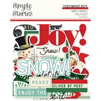 Picture of Simple Stories Bits & Pieces - Simple Vintage Holly Jolly, Sentiment Bits, 55pcs