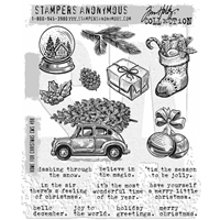 Εικόνα του Stampers Anonymous Tim Holtz Cling Σφραγίδες - Home For Christmas, 18τεμ.