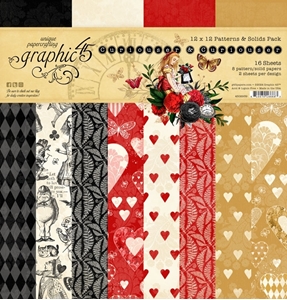 Picture of Graphic 45 Patterns & Solids Pack Συλλογή Scrapbooking Διπλής Όψης 12" x 12" - Curiouser & Curiouser 