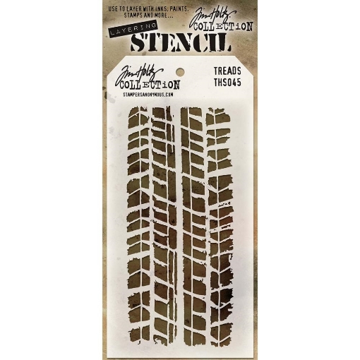 Picture of Tim Holtz Layered Στένσιλ 4"x8.5" – Treads Industrial Background 
