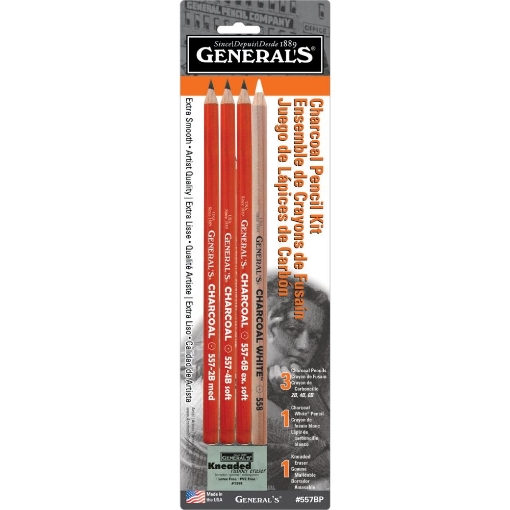 Picture of General’s Charcoal Pencil Kit 557BP – Σετ Μολυβιών Μαύρου & Λευκού Κάρβουνου, 5 τμχ
