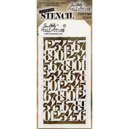 Picture of Tim Holtz Layered Στένσιλ 4"x8.5" – Countdown Number Background 