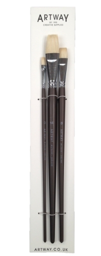 Picture of Artway Long Handle Hog Brush Set - Σετ Πινέλων Flat με Τρίχα Χοίρου, 3τεμ
