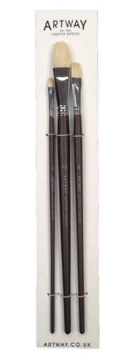 Picture of Artway Long Handle Hog Brush Set - Σετ Πινέλων Filbert Με Τρίχα Χοίρου, 3τεμ