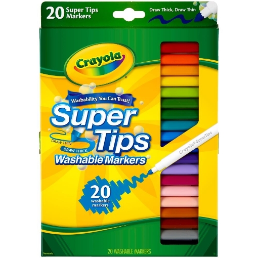 Picture of Πλενόμενοι μαρκαδόροι Crayola Washable Markers - Super Tips Σετ 20τμχ