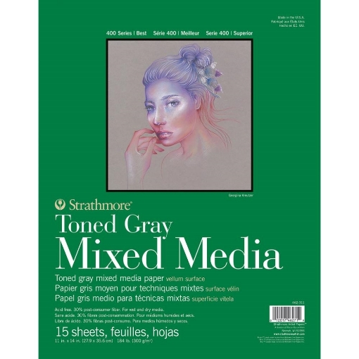 Picture of Strathmore 400 Series Mixed Media Pad 28 x 36 cm | Μπλοκ Μικτών Τεχνικών σε Γκρι Τόνο 300gsm, 15 Φύλλα