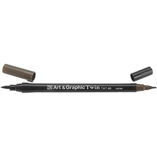 Picture of Kuretake ZIG Twin Tip Art & Graphic Μαρκαδόρος Διπλής Λεπτής Μύτης 0.8mm & 0.5mm – Sepia