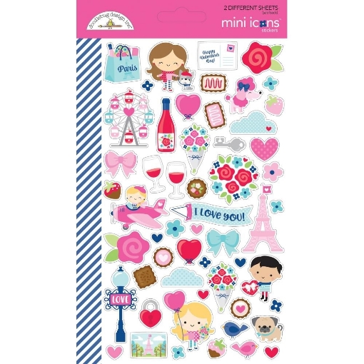 Picture of Doodlebug Mini Cardstock Stickers Αυτοκόλλητα - French Kiss, 2 φύλλα