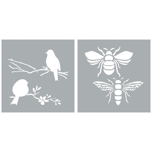Picture of Americana Decor Στένσιλ 8"X8" - Bees & Birds, 2τεμ.