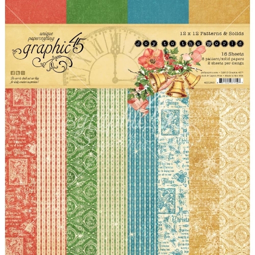 Picture of Graphic 45 Patterns & Solids Paper Pad 12"X12"  - Joy To The World
