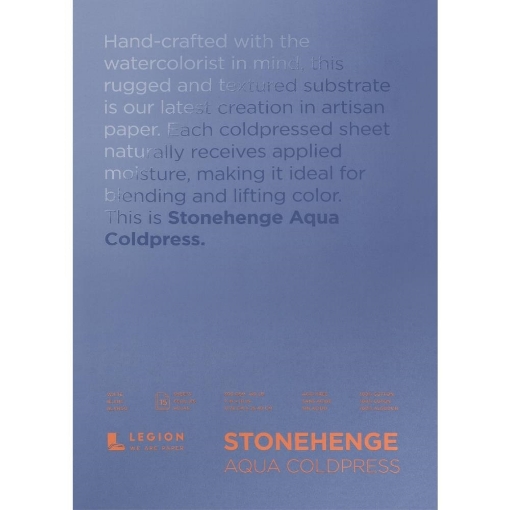 Picture of Stonehenge Aqua Block Coldpress Pad - Μπλοκ Ακουαρέλας 18 x 25 cm - White, 15 Φύλλα, 300gsm