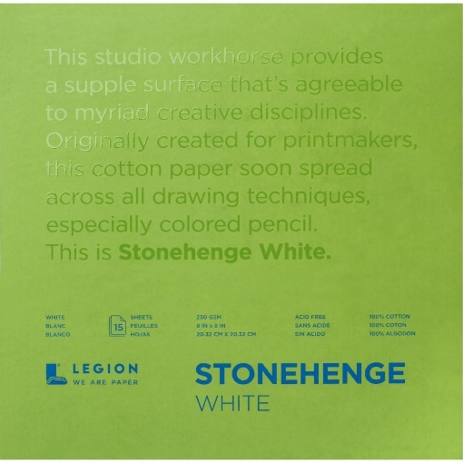 Picture of Stonehenge Paper Pad - Μπλοκ με Βαμβακερό Χαρτί  20 x 20 cm - Smooth Vellum, White, 15 pages, 250gsm