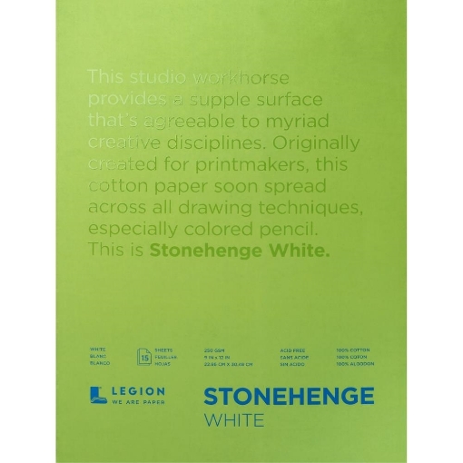 Picture of Stonehenge Paper Pad Smooth Vellum - Μπλοκ με Βαμβακερό Χαρτί 23 x 30 cm - White, 15 Φύλλα, 250gsm