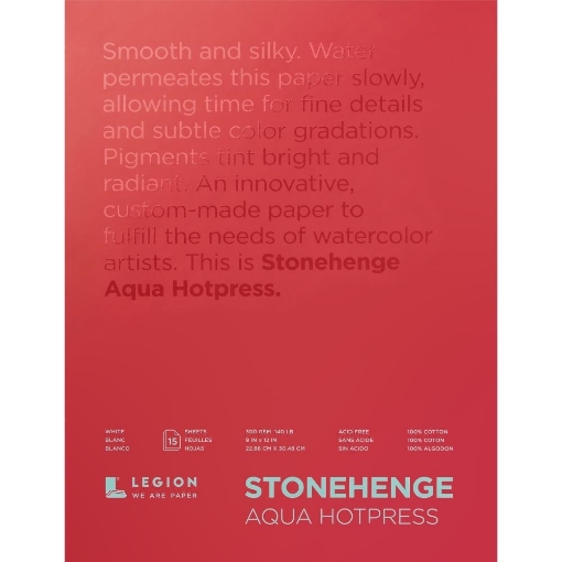 Picture of Stonehenge Aqua Block Hotpress Pad - Μπλοκ Ακουαρέλας 23 x 30 cm - White, 15 Φύλλα, 300gsm