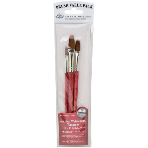 Picture of Royal & Langnickel Gold Taklon Value Pack | Σετ Πινέλων Filbert με Θήκη, 3 τεμ.