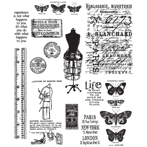 Picture of Tim Holtz Cling Stamps Set Σετ Σφραγίδες Rubber 7"X8.5" - Attic Treasures, 12τεμ