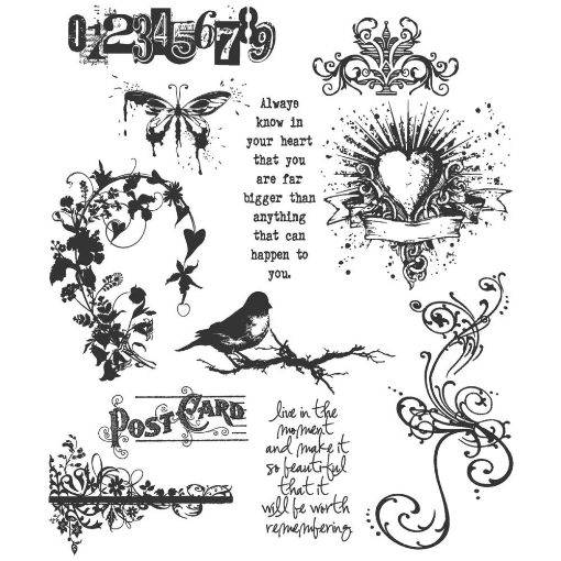 Picture of Tim Holtz Cling Stamps Set Σετ Σφραγίδες Rubber 7"X8.5" - Urban Chic, 11τεμ