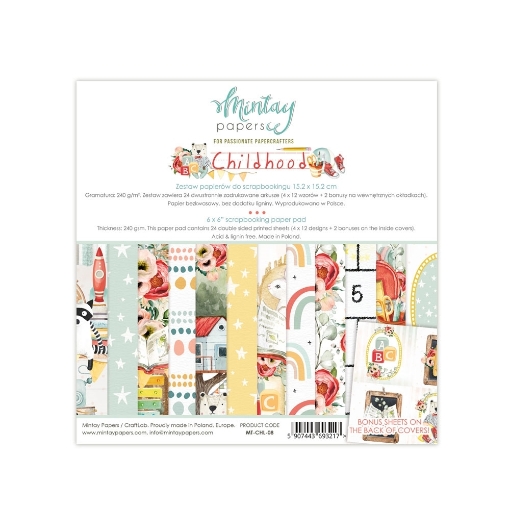 Picture of Mintay Papers Μπλοκ Scrapbooking Διπλής Όψης 6''x 6" - Childhood