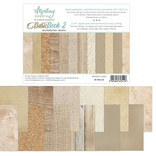 Picture of Mintay Papers Basic Book 2 – Backgrounds Neutral 6''×8'' | Μπλοκ Scrapbooking Ουδέτερων Φόντων