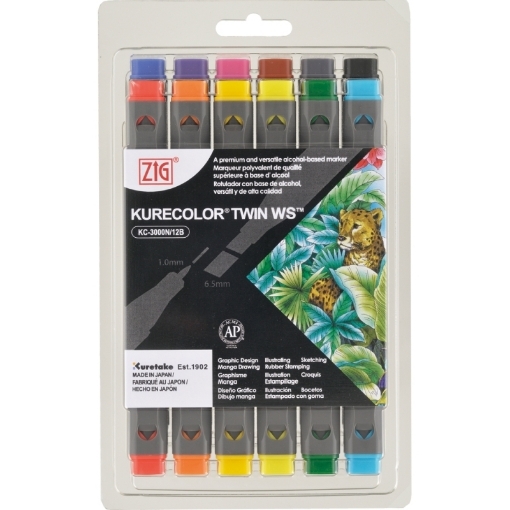 Picture of Kuretake Zig Μαρκαδόροι Kurecolor Twin Ws Set of 12 - Basic Colors