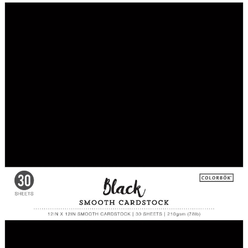 Picture of American Crafts Colorbok Smooth Cardstock 12" x 12" – Μαύρο Χαρτόνι Λείας Υφής, 30 Φύλλα