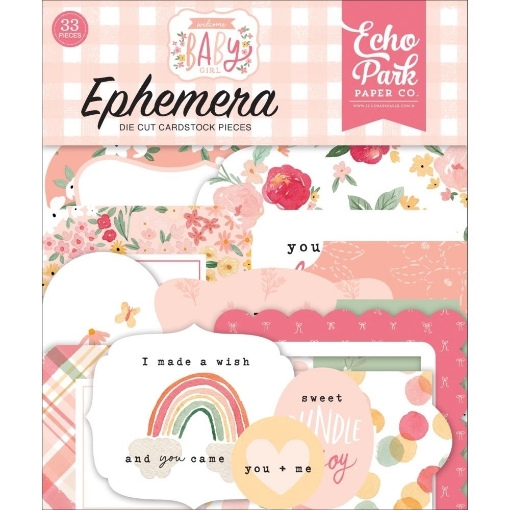 Picture of Echo Park Cardstock Ephemera Διακοσμητικά Die-cuts - Welcome Baby Girl, Icons, 33τεμ
