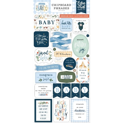 Picture of Echo Park  Chipboard Αυτοκόλλητα - Welcome Baby Boy, Phrases, 30τεμ