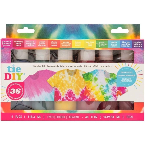 Picture of American Crafts Medium Tie Dye Kit 12 Colors - Vivid Distressed, 36 Projects